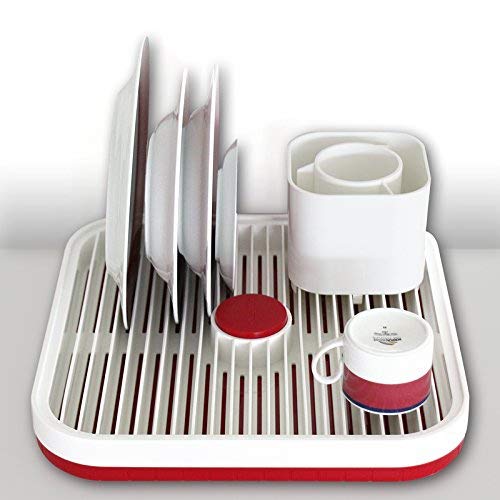 Escurridor de platos de plástico rojo y blanco sólido en rojo y blanco extra plano firmado Guzzini 